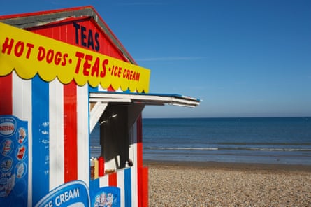 Beach hut selling ice-cream at Weymouth, Dorset.