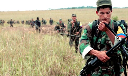 Farc fighters performing military exercises