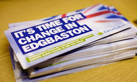 A pile of Conservative leaflets wait for deliveries at local conservative HQ in Edgbaston, Birmingham.