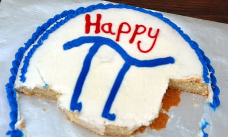 The remnants of a cake decorated with the pi symbol