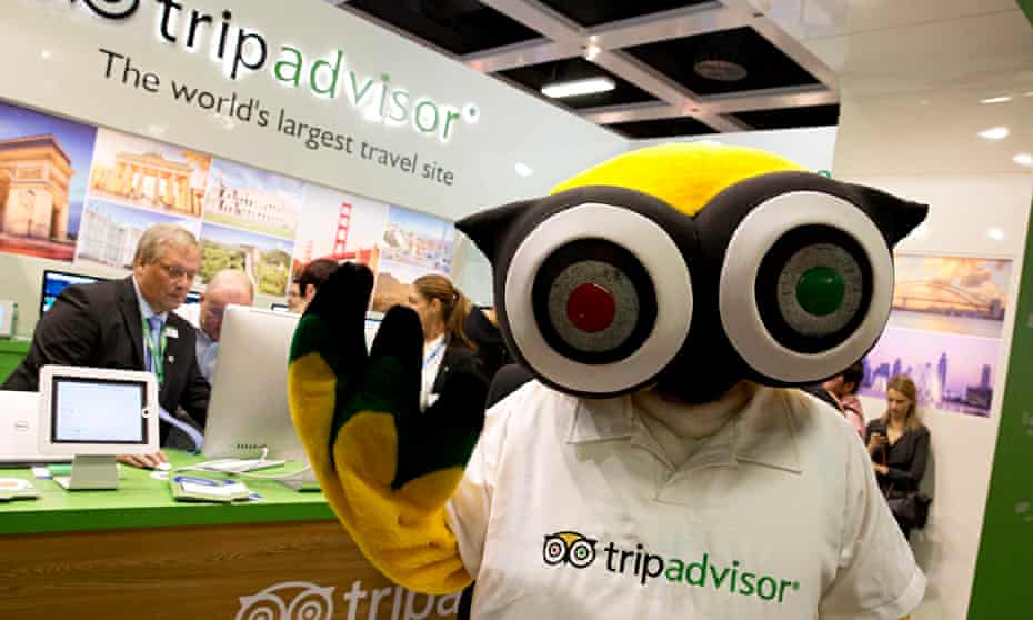 A mascot of tripadvisor at the International Tourism Trade Fair (ITB) in Berlin