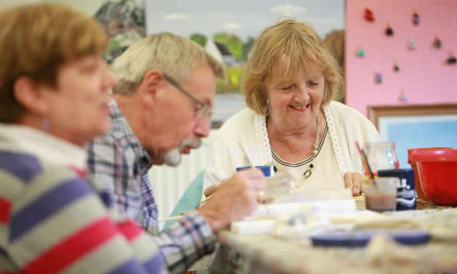 Participants at the Craft Caf, an arts course in Castlemilk, Glasgow, set up to combat social isolation in the elderly. 