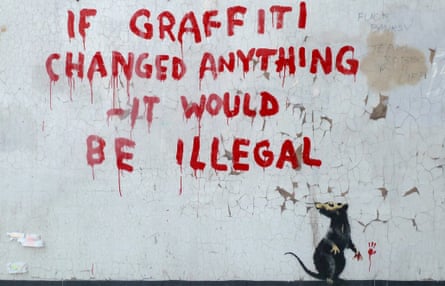 A new stencil and spray paint artwork, attributed to Banksy, in London, 2011.