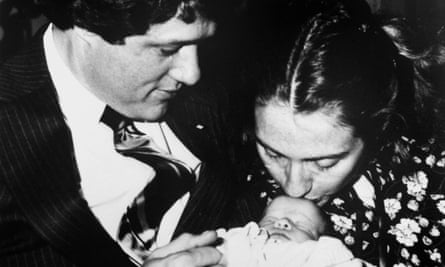 Bill and Hillary Clinton with baby Chelsea