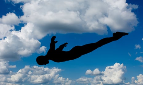 skydiver in silhouette