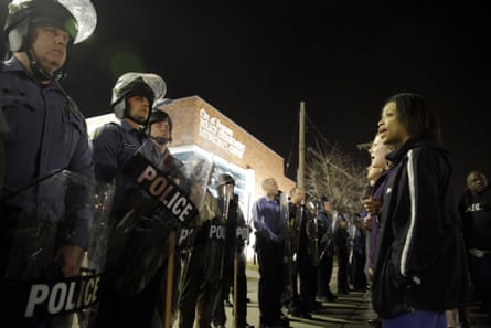 Ferguson police and protesters