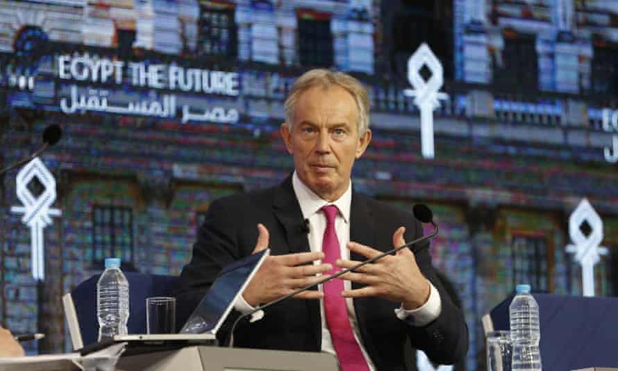 Tony Blair, the former British prime minister, speaks at the economic conference in Sharm el-Sheikh.
