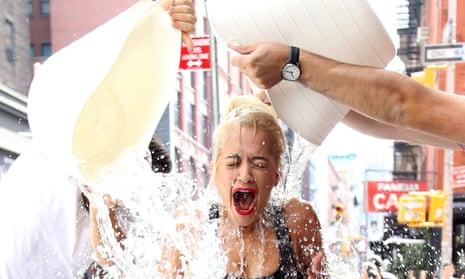 Rita Ora taking part in the ice bucket challenge.