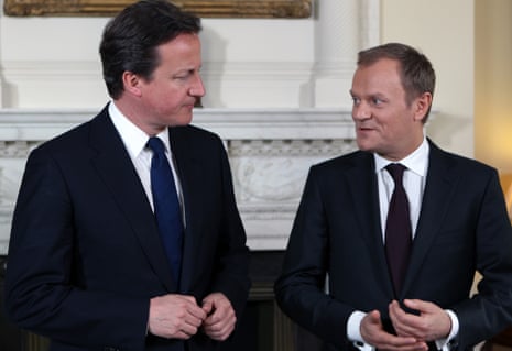 David Cameron meets Donald Tusk, who took over the presidency of the European council in December