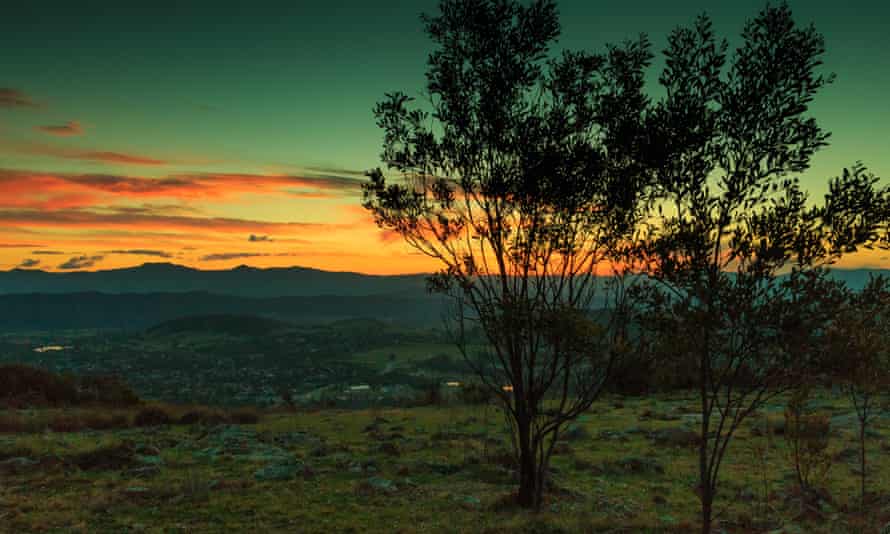 The outskirts of Canberra at sunset.