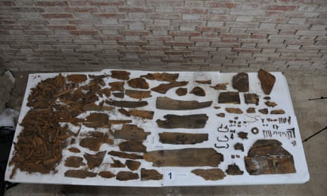 The parts of a casket discovered at Madrid’s Convento de las Monjas Trinitarias Dexcalzas.