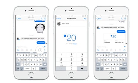Facebook's Messenger app will be used for sending payments to friends.