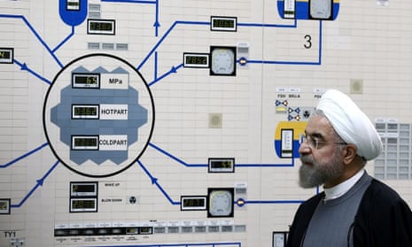 The Iranian president, Hassan Rouhani, visits Bushehr nuclear power plant in southern Iran.