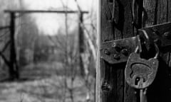 Padlock on an abandoned gulag gate