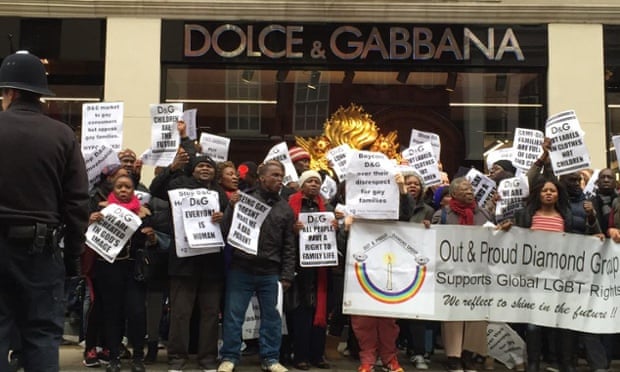 Dolce Gabbana protesters demand boycott outside London shop