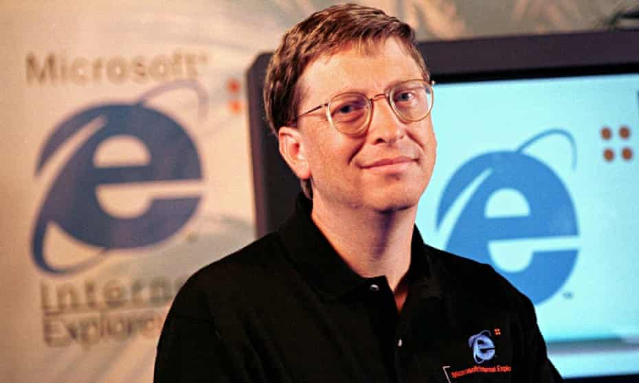 Bill Gates at the launch of Internet Explorer 4.0 in 1997.
