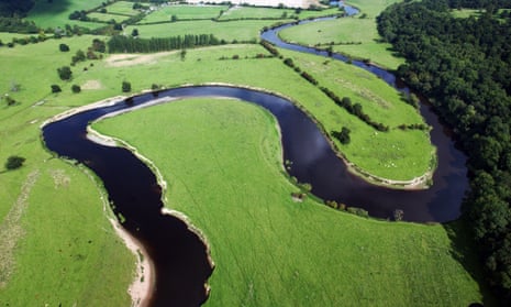 The River Severn winding its way through Shropshire. It has a sinuosity of 2.8, which is a little less than pi.