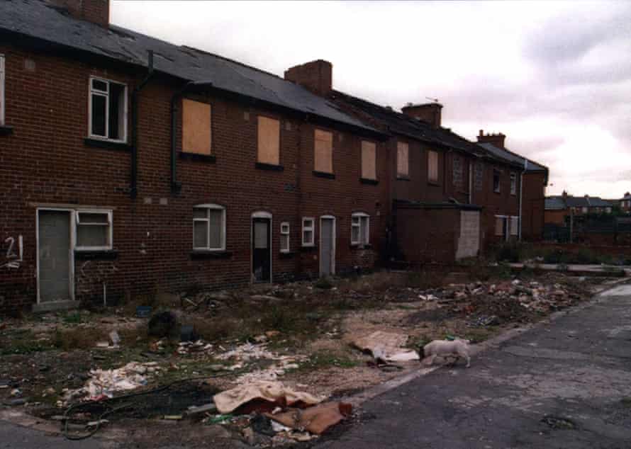 Boarded up terraced homes in the backstreets of Grimethorpe Yorkshire, 1996.