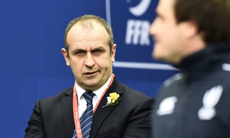The France head coach, Philippe Saint-André, at the 2015 Six Nations match against Wales