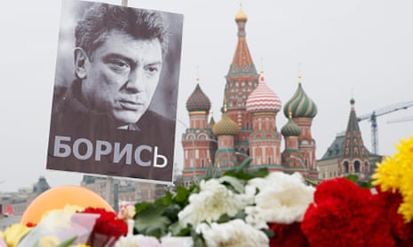 flowers left for opposition leader Boris Nemtsov, shot in Moscow
