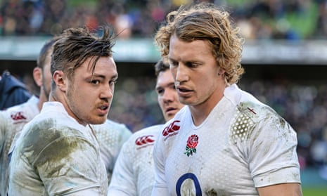 Dejected England players Billy Twelvetrees, right, and Jack Nowell after the defeat to Ireland