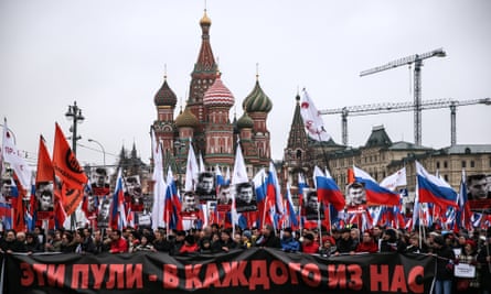 Demonstrators in central Moscow