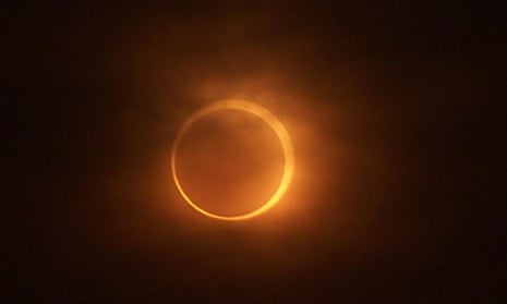 A view of an annular eclipse in progress in Kaifeng in central China's Henan province.