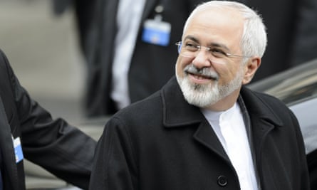 Iranian foreign minister Mohammad Javad Zarif leaves talks with John Kerry in Lausanne.