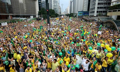 Demonstrators attend a protest against Brazil's President Dilma Rousseff at Paulista avenue in Sao P