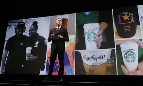 Howard Schultz launching Starbucks' #RaceTogether campaign 