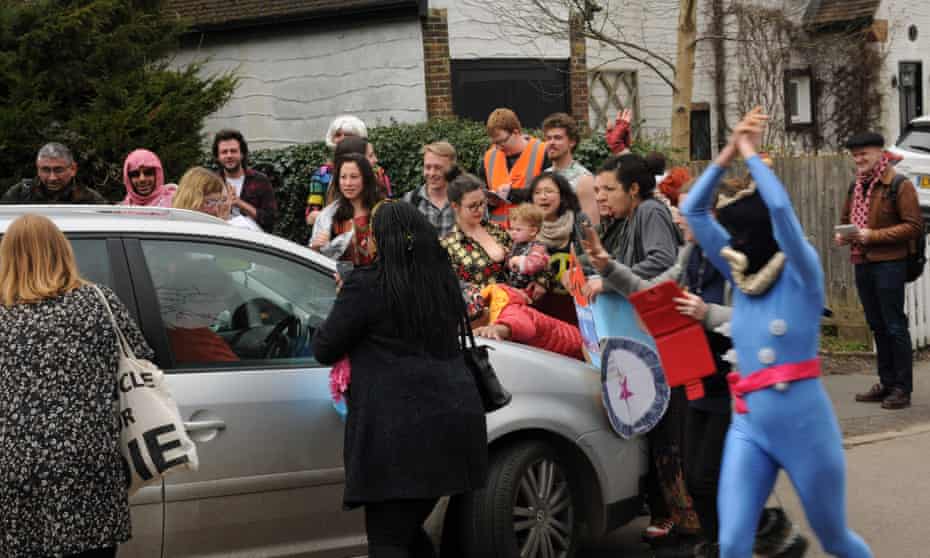 Anti-Ukip protesters surround Nigel Farage’s car at the weekend