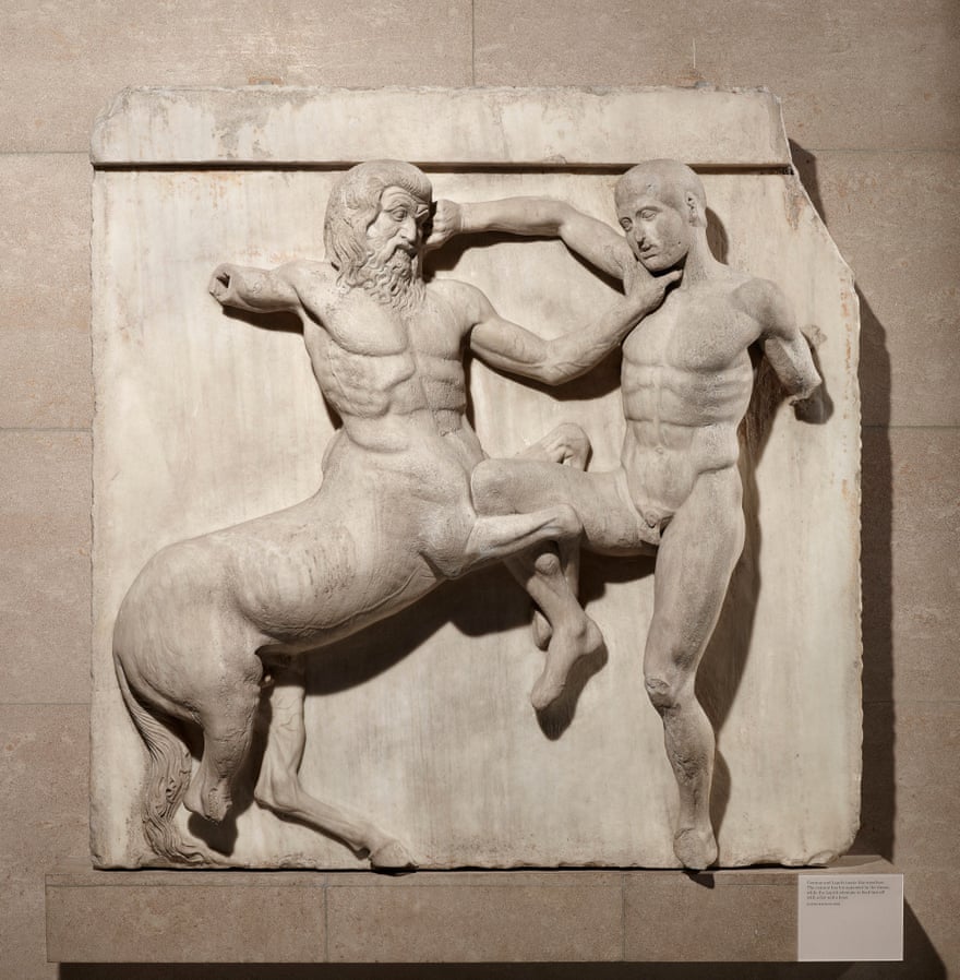 Marble metope from the Parthenon, by Pheidias