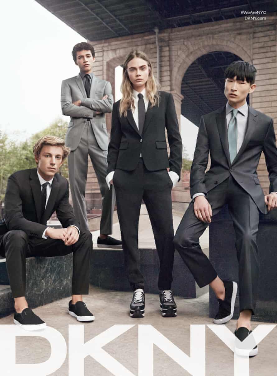 Cara Delevingne in the DKNY menswear spring 2015 campaign