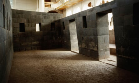 Original Inca masonry inside Coricancha.