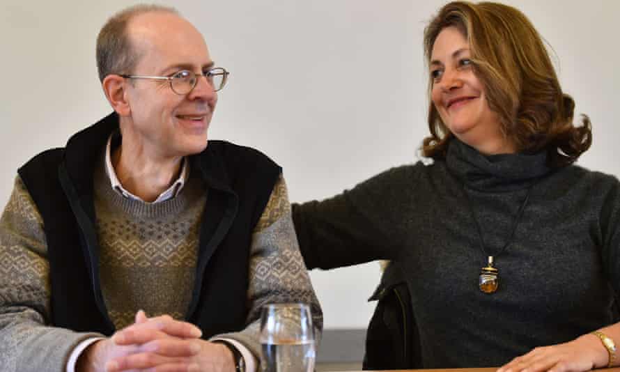 Michael Ibsen  and Wendy Duldig, direct  descendants of Richard's sister, Anne of York,  at  a press conference at Leicester Cathedral.