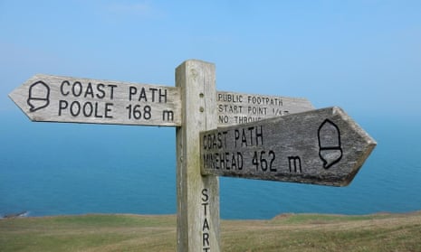 A coastal path sign in Devon
