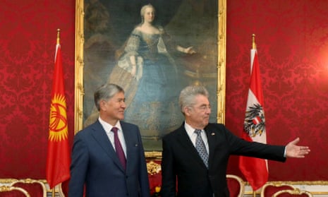 Kyrgyz president Almazbek Atambayev, left, with  Austrian president Heinz Fischer at the Hofburg palace in Vienna this week.