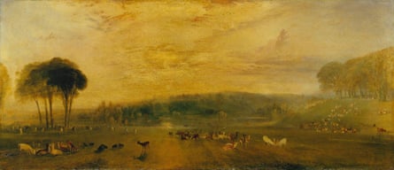 The Lake, Petworth: Sunset, Fighting Bucks, by JMW Turner