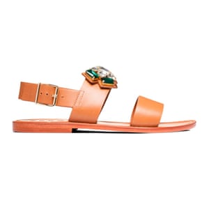 50 best flat sandals 2015 - tan leather with green jewels on front by Marni