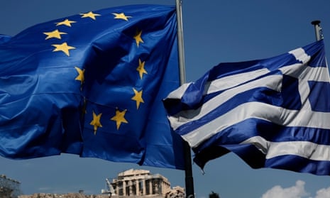 EU and Greek flag