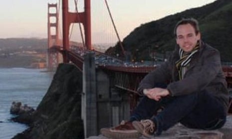 Co-pilot Andreas Lubitz sits in front of the Golden Gate bridge in San Francisco
