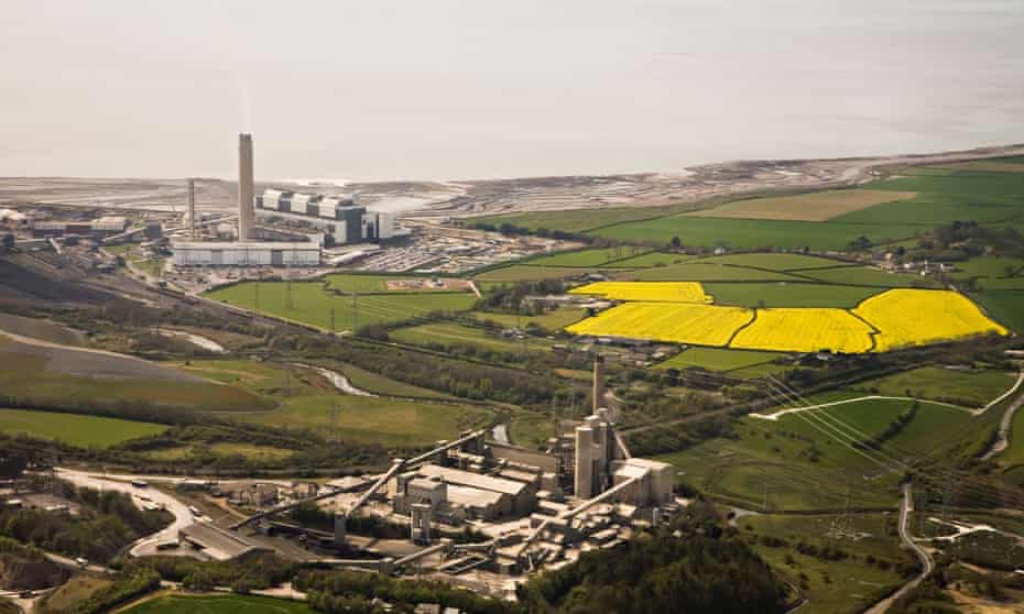 Aberthaw power station with cement works in foreground