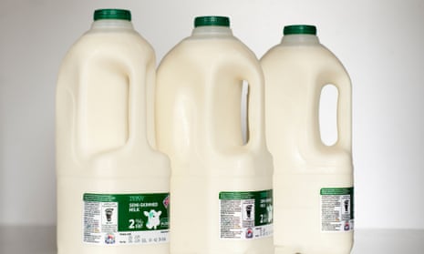 Plastic bottles of milk