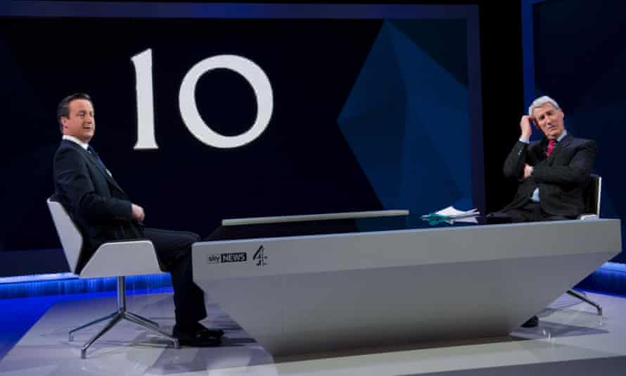 David Cameron is interviewed by Jeremy Paxman. 