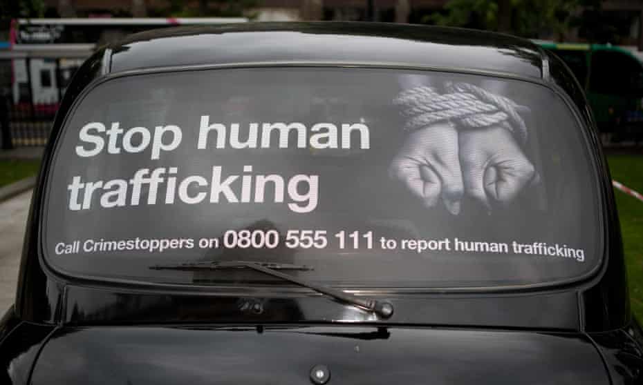 A Black Taxi promoting awareness about human trafficking in Northern Ireland 