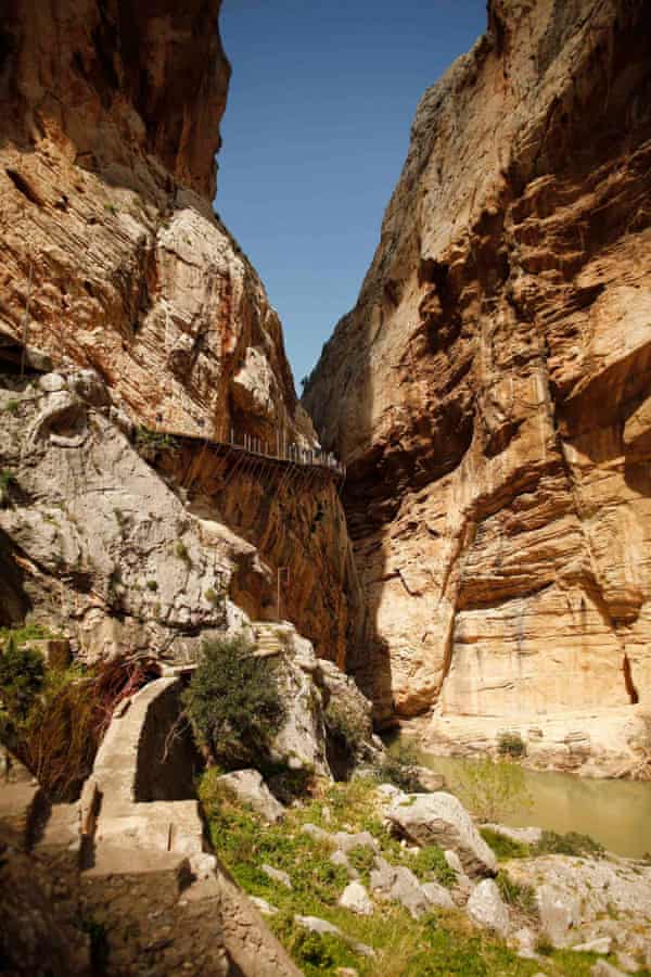A view from the valley floor. Caminito del Rey, Malaga, Spain