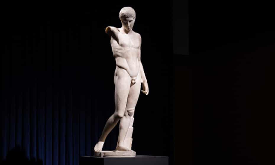 A marble male figure at the British Museum