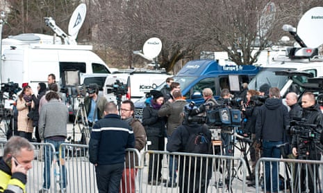 Journalists near the Airbus crash site