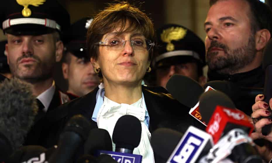 Giulia Bongiorno, lawyer of Raffaele Sollecito, faces the press in Rome.