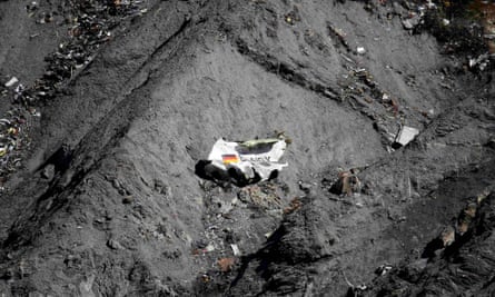Wreckage of the Germanwings Airbus A320 at the crash site near Seyne-les-Alpes, France.